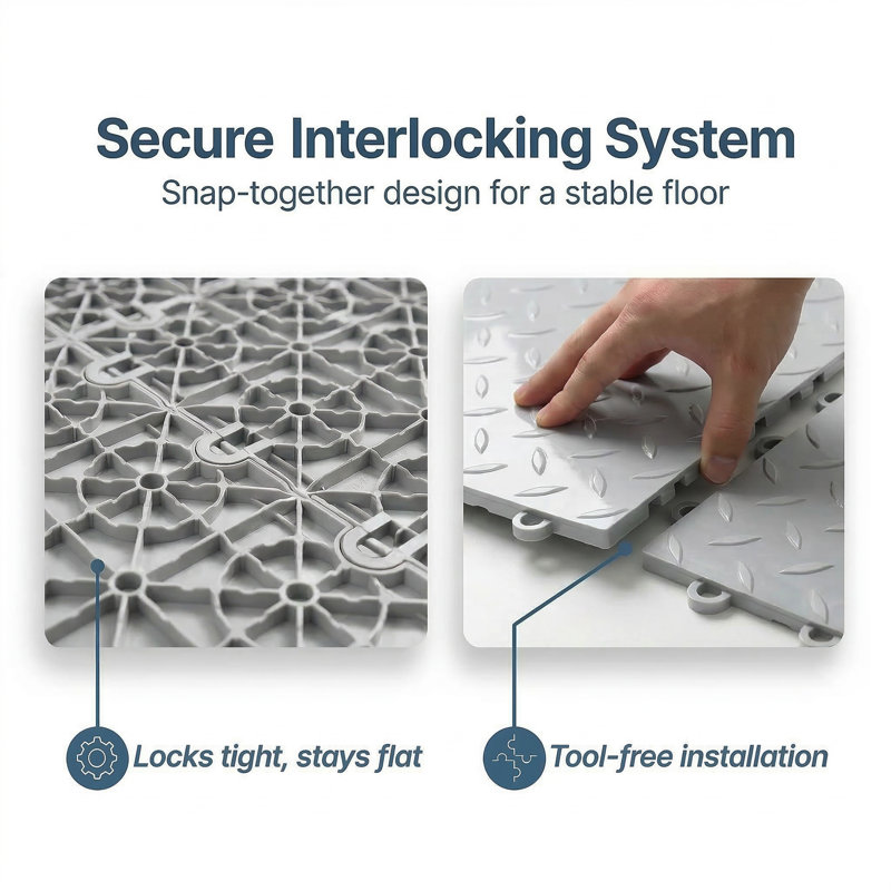 Flooringinc Diamond Nitro Garage Flooring Tiles 12In X 12In X 3/8In Interlocking Modular Floor, Silver