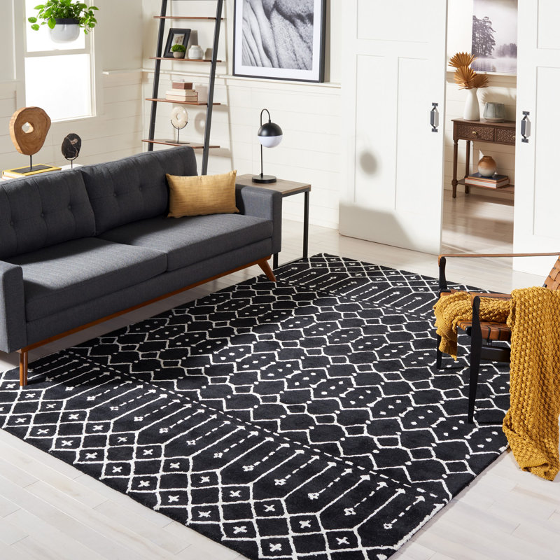 Muriel Hand Tufted 70% Wool, 30% Viscose Geometric Rug, Rectangle 4' x 6'