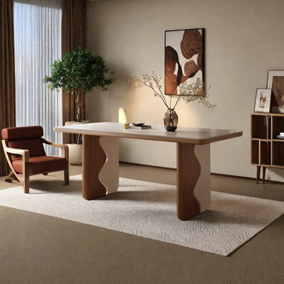 Beige sintered stone dining table