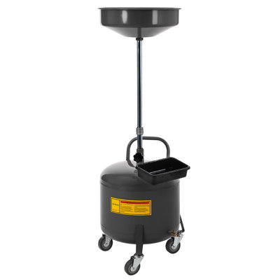 Réservoir de vidange d'huile mobile robuste de 8 gallons (34L) - Entonnoir réglable de 38 à 63 po, pneumatique, fabrication en acier, bac résistant à la rouille, roues et plateau à outils pour garage, atelier - jaune