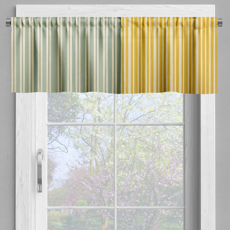 Striped Tailored Window Valance, 42" W x 12" L