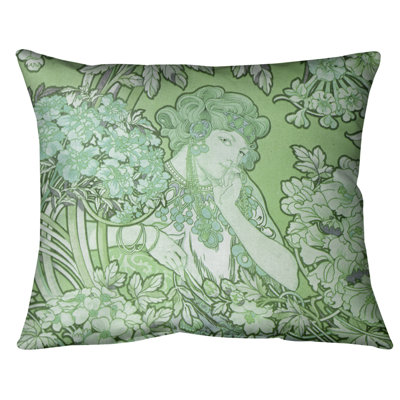 Alphonse Mucha Woman Among Flowers Lumbar Pillow