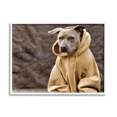 Magnifique chien portant un confortable capuchon jaune, ensemble de giclées, art texturé par Michael Brian