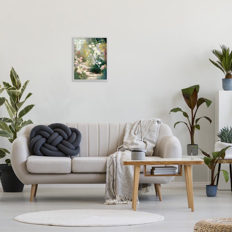 «Garden Flower Path», art de la giclée encadrée par Gina Kelly, Estampe numérique Farmhouse, H 20 po x l 16 po