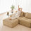 153" Modern L-Shaped Modular Sectional Sofa For Living Room, Corduroy Fabric, 4-Seater Couch With Deep Seat And Movable Ottoman, Pearl-Like Piping, Tufted Design, No Assembly, Anti-Slip Design