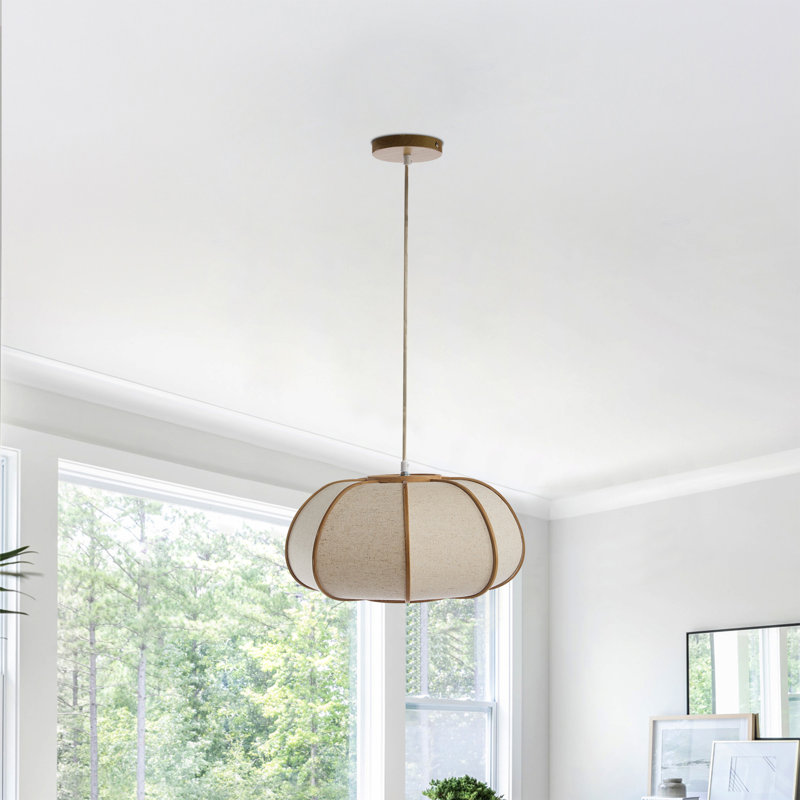 Luminaire suspendu cylindrique doux en forme de citrouille, Naturel