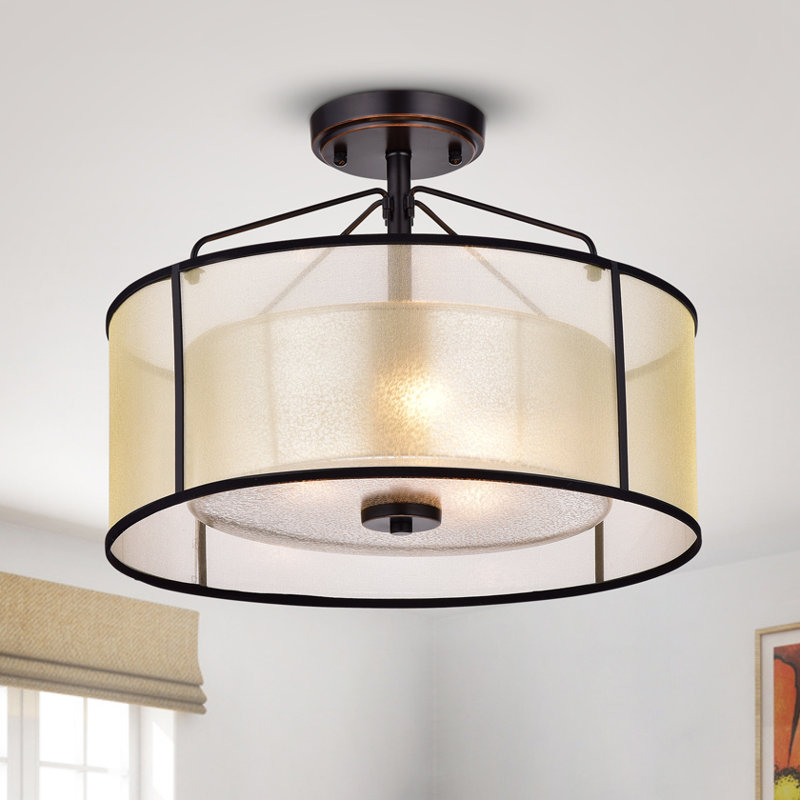 Brisco Semi Flush Mount, Bronze, White