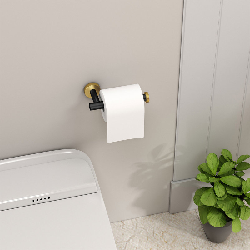 Wall Mounted Toilet Paper Holder, Black/Gold