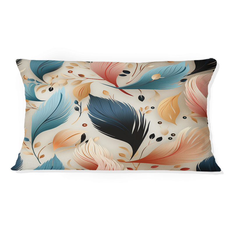 Élégance bleue et beige à motif de plumes d'animaux - Imprimé abstrait