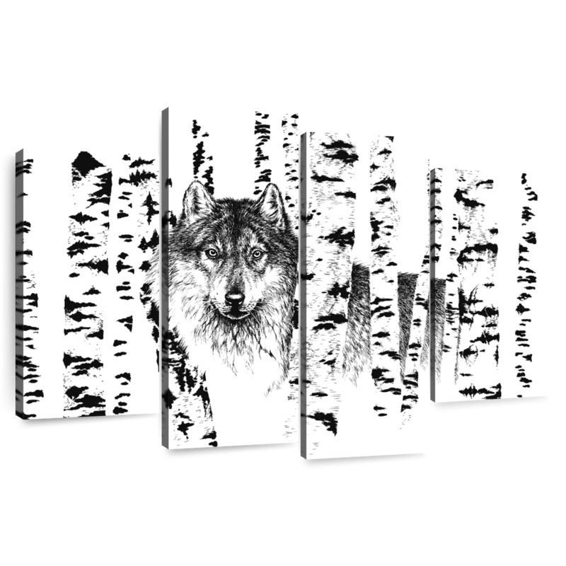 Harnek Birch Tree Forest Wolf, 42" H x 68" W