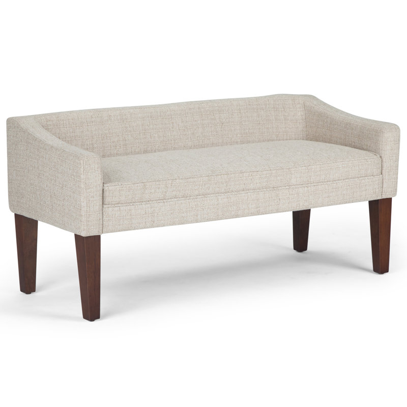 Platinum Upholstered Bench with Low Back and Swooped Arms
