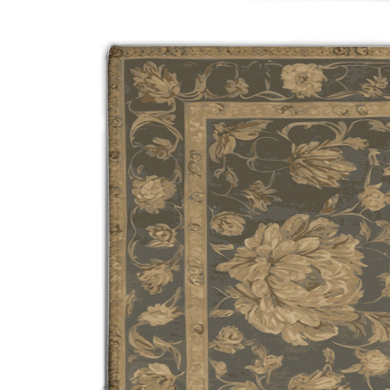 French Gray Indoor and Outdoor Area Rug, Rectangle 4' x 6'