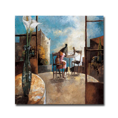 Lilies And Balcony by Didier Lourenco - Wrapped Canvas Painting