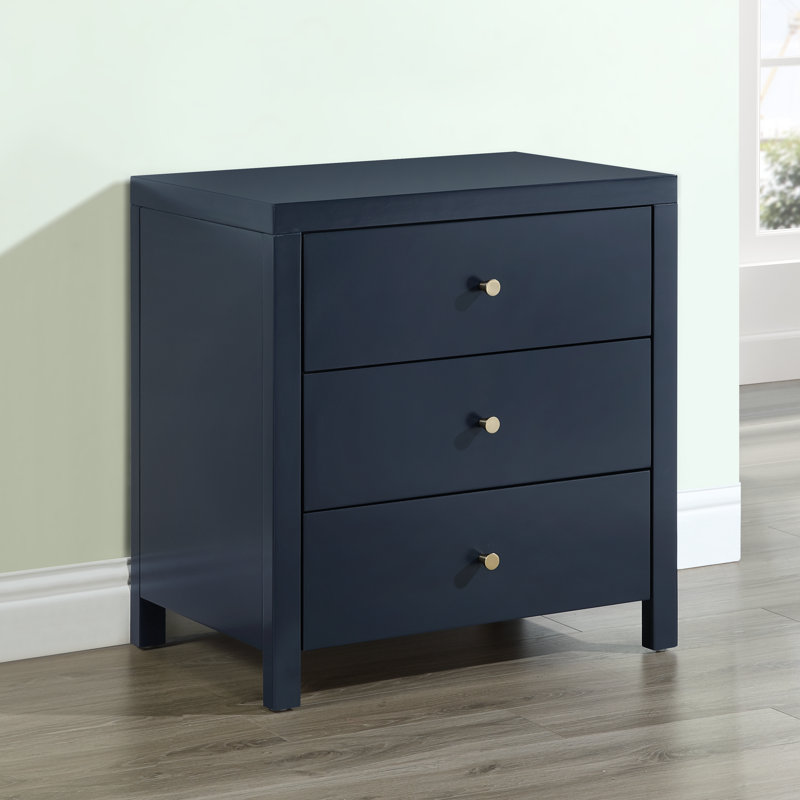 Alaynie 3-Drawer Nightstand, Midnight Blue
