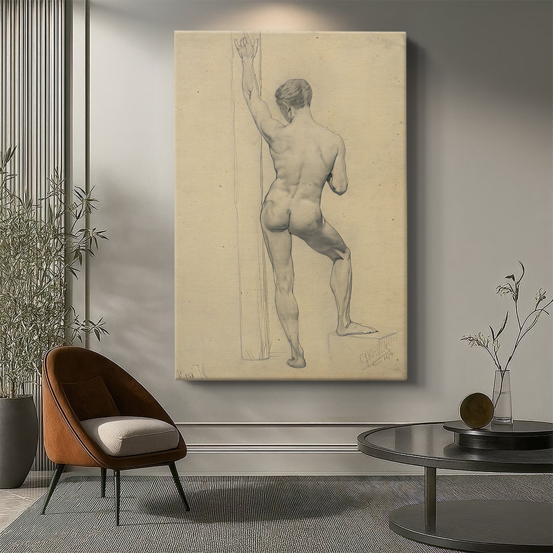 Masculin nu, vue arrière - toile tendue par Gustav Klimt, 32 x 48