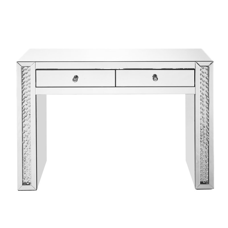  47 inch Rectangle Crystal Vanity Table in Clear Mirror Finish