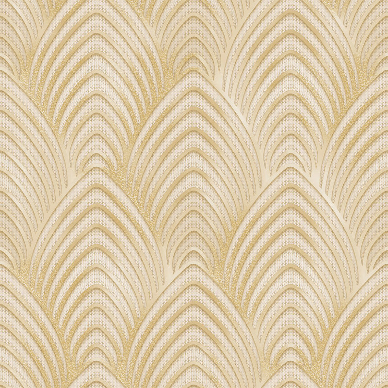 Orquidia Galerie Utopia Geometric Arch Array Lustre Finish Wallpaper Roll 10m x 53cm, Gold