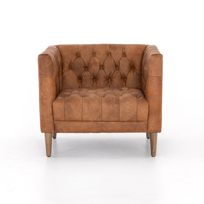 Somwya 33" W Tufted Top Grain Leather Armchair by Williston Forge