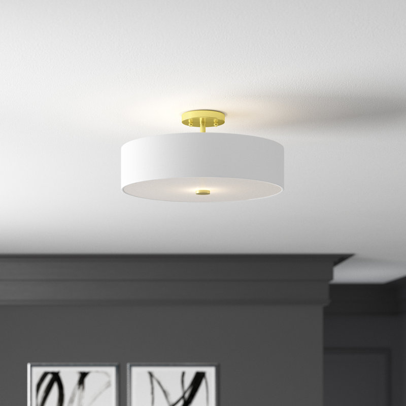 Aniyan Fabric Semi Flush Mount, Satin Brass