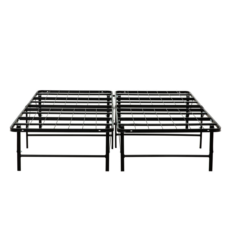 Base de lit en métal noir pour grand lit et offrant un excellent support pour le matelas, une base de rangement pour une utilisation durable, une pièce de chambre à coucher, une pièce élégante, aucun sommier requis