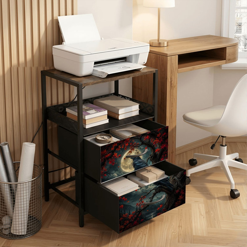 Table de chevet 2 tiroirs avec station de charge, table de chevet pour chambre avec ports USB et amp; Table de chevet noire Outlet