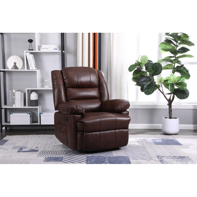 Celado 88.5cm Wide Faux Leather Standard Recliner, Brown Faux Leather