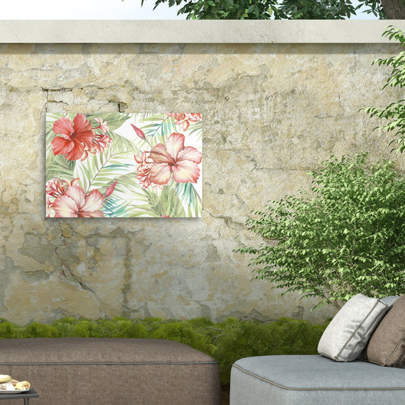 Toile d'extérieur à motif hibiscus Marcus Jules, H 12 po x l 19 po