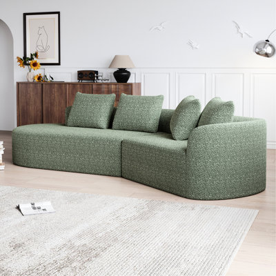 Modern Upholstered 4 Sectional With 4 Throw Pillows, 112-inch Chenille Curved Cloud Couch For Living Room, Spacious Seats, High Resilience Foam, No Assembly Oversized Wide & Deep Seating, Needed