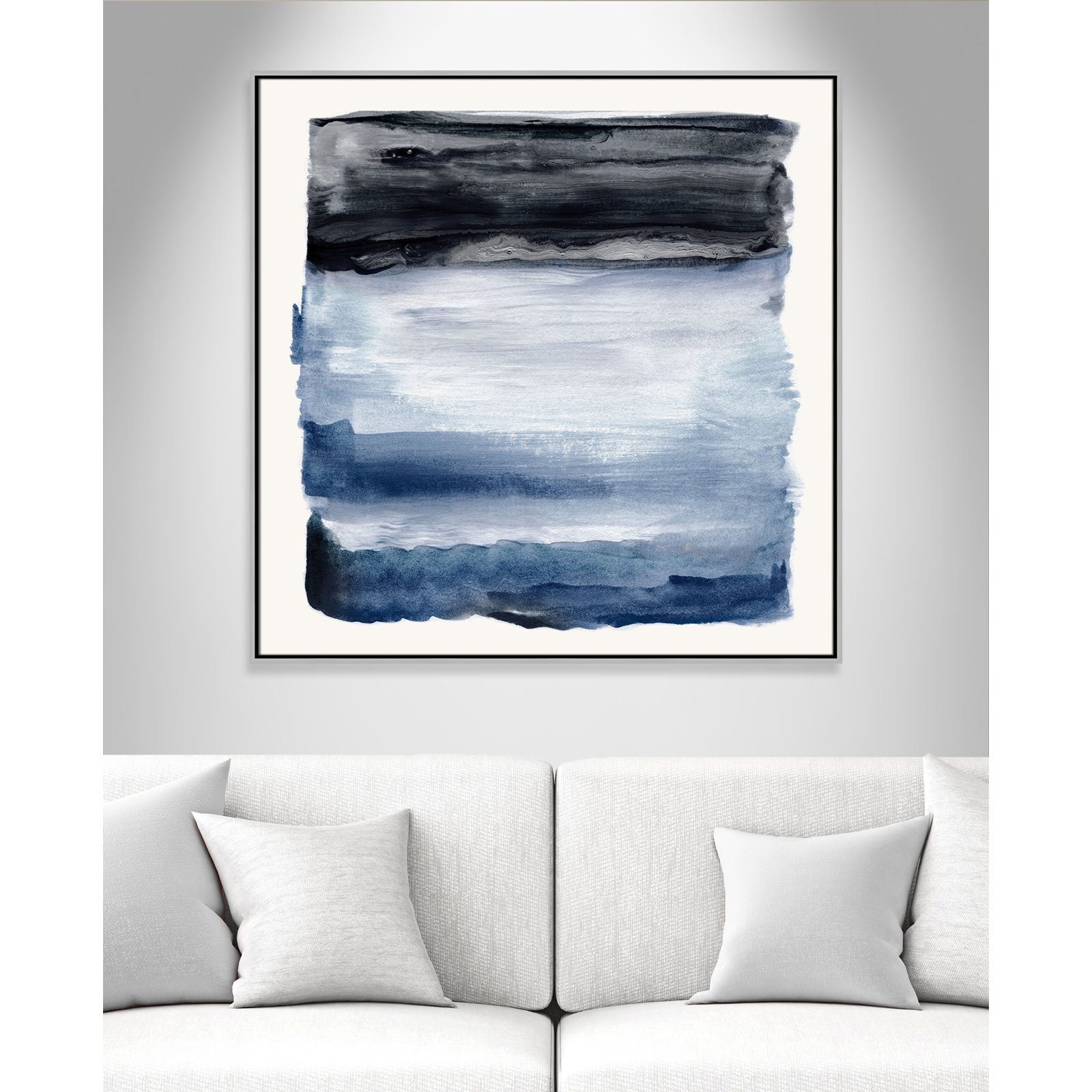 Navy Sky I Print by Nan, 41.5" H x 41.5" W, Silver