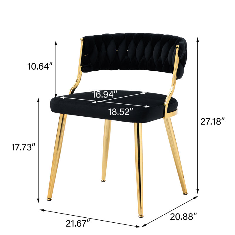 Ginko Tufted Velvet Dining Chair, Black, 4