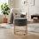 1 repose-pieds rond en velours d'appoint avec cadre doré luxueux, repose-pieds rembourré confortable, gris