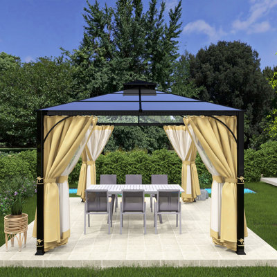 10 pi. L 10 pi. D Pavillon de jardin à toit rigide en aluminium avec toit en polycarbonate