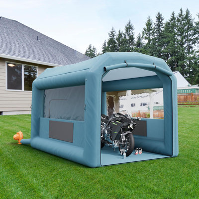Cabine de peinture gonflable, cabines de pulvérisation gonflables de 13 x 10 x 9 pi avec soufflante de 950 W, cabine de peinture portable avec système de filtre à air, fenêtres en PVC pour la peinture de bricolage, finition mobile, finition automatique