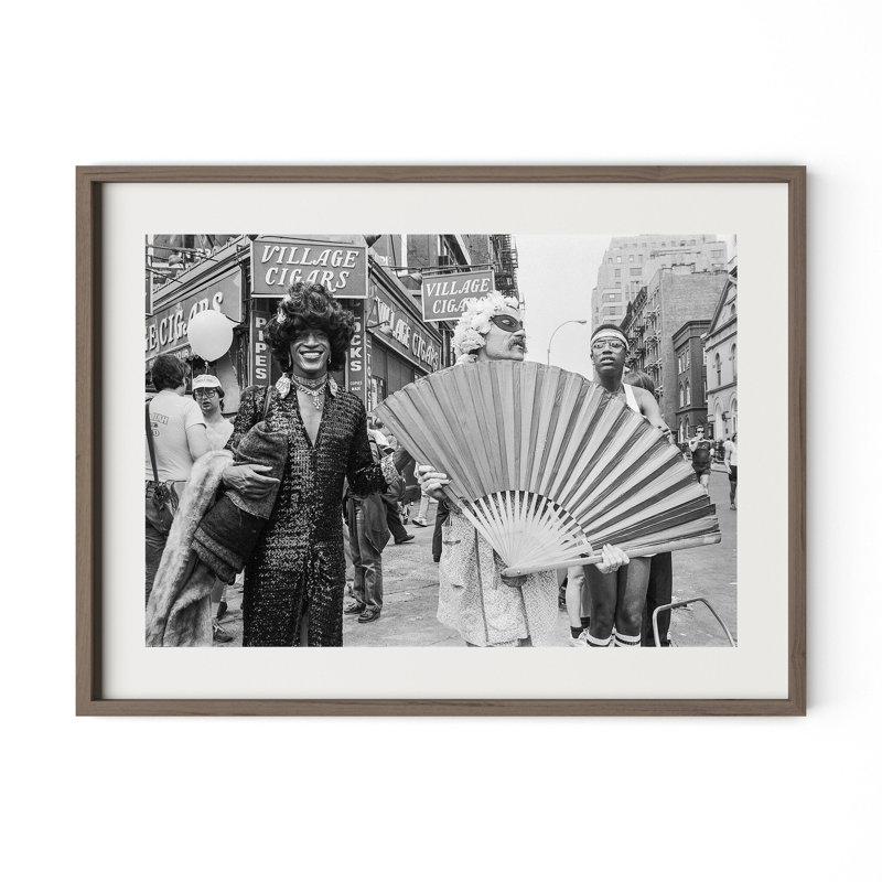 Marsha P. Johnson At  Pride March Framed Photographic Print, W 40" x H 30", Rustic Walnut