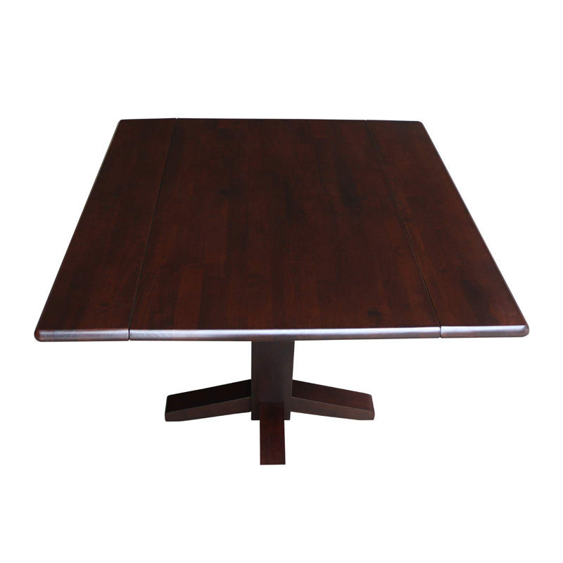 Solid Wood 36" Square Dual Drop Leaf Dining Table, Rich Mocha