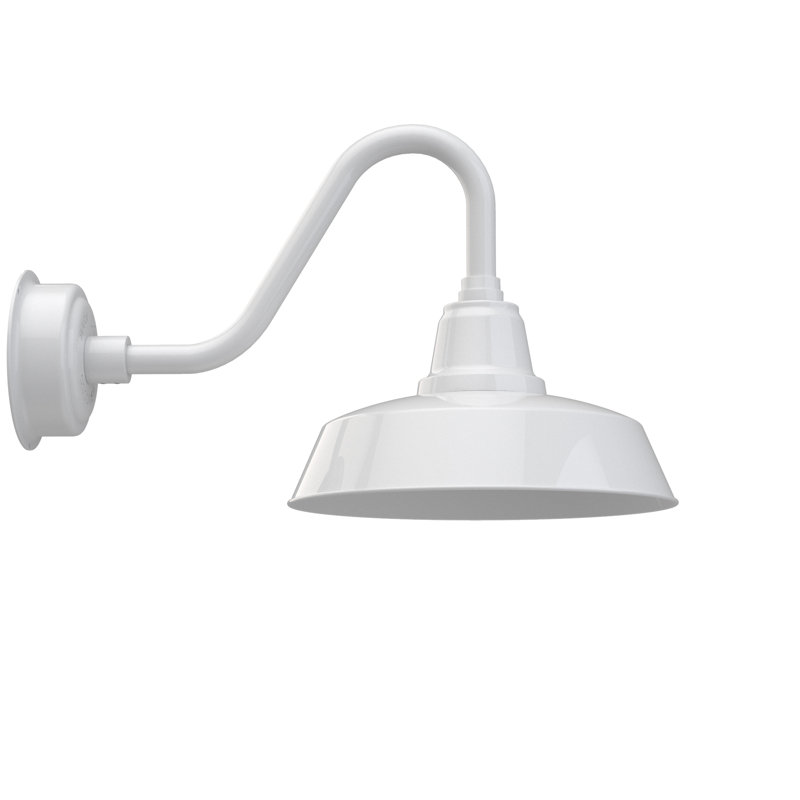 Luminaire de grange d’extérieur à del Vandervliet, Blanc, H 14,13 po x l 14 po x P 23,25 po