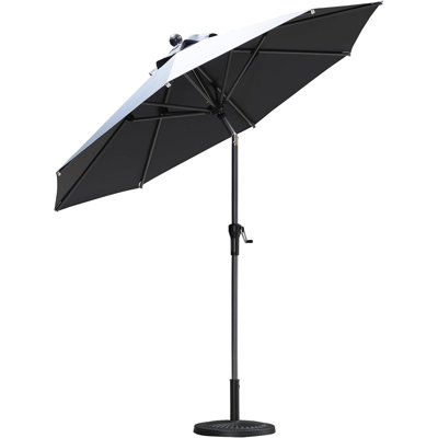 Table ronde à manivelle ronde et inclinable avec parasol gris