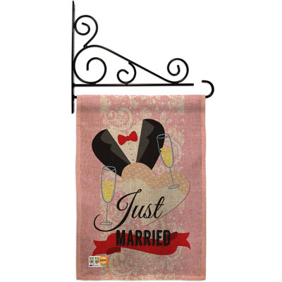 Double Sided 18.5'' H x 13'' W Burlap Wedding Garden Flag