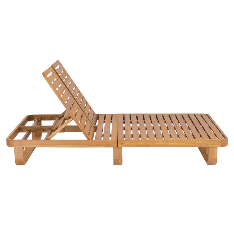 Chaise longue double en bois d'acacia avec coussins et dossiers doubles réglables Orenyx, Beige