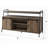 Rustic Oak And Black TV Stand With Sliding Barn Door