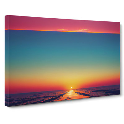 Pleasant Ocean Sunset - Wrapped Canvas