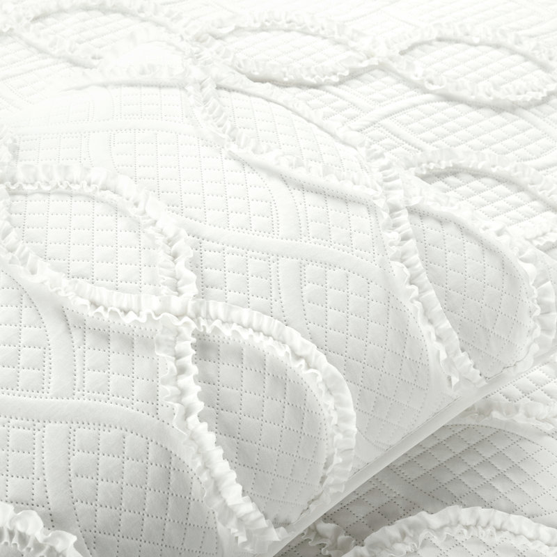 Ensemble de courtepointe en microfibre 3 pièces, Blanc, Courtepointe grand + 2 couvre-oreillers standard