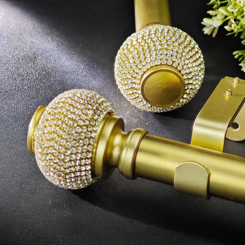1-1/8 Inch  Adjustable Single Window Curtain Rod Set, Gold, 36" - 72"