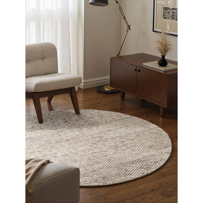 Lyon Wool Hand Woven Area Rug, Brown, Round 160 cm