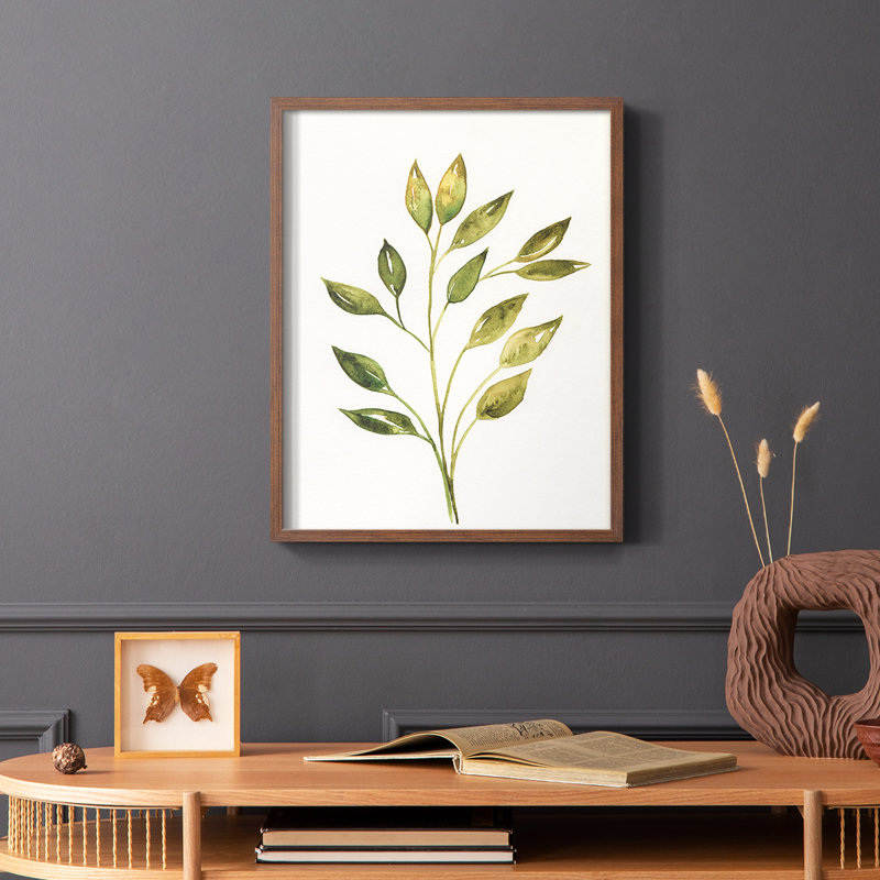 Reproduction encadrée de brindille simple II - bois massif, H 28 po x l 22 po, Brun