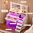 Vanity Desk With Mirror And Lights, Makeup Vanity With 5 Drawers And 3 Storage Shelves, 3 Color Modes & Adjustable Brightness Dressing Table, Vanity Desk For Bedroom