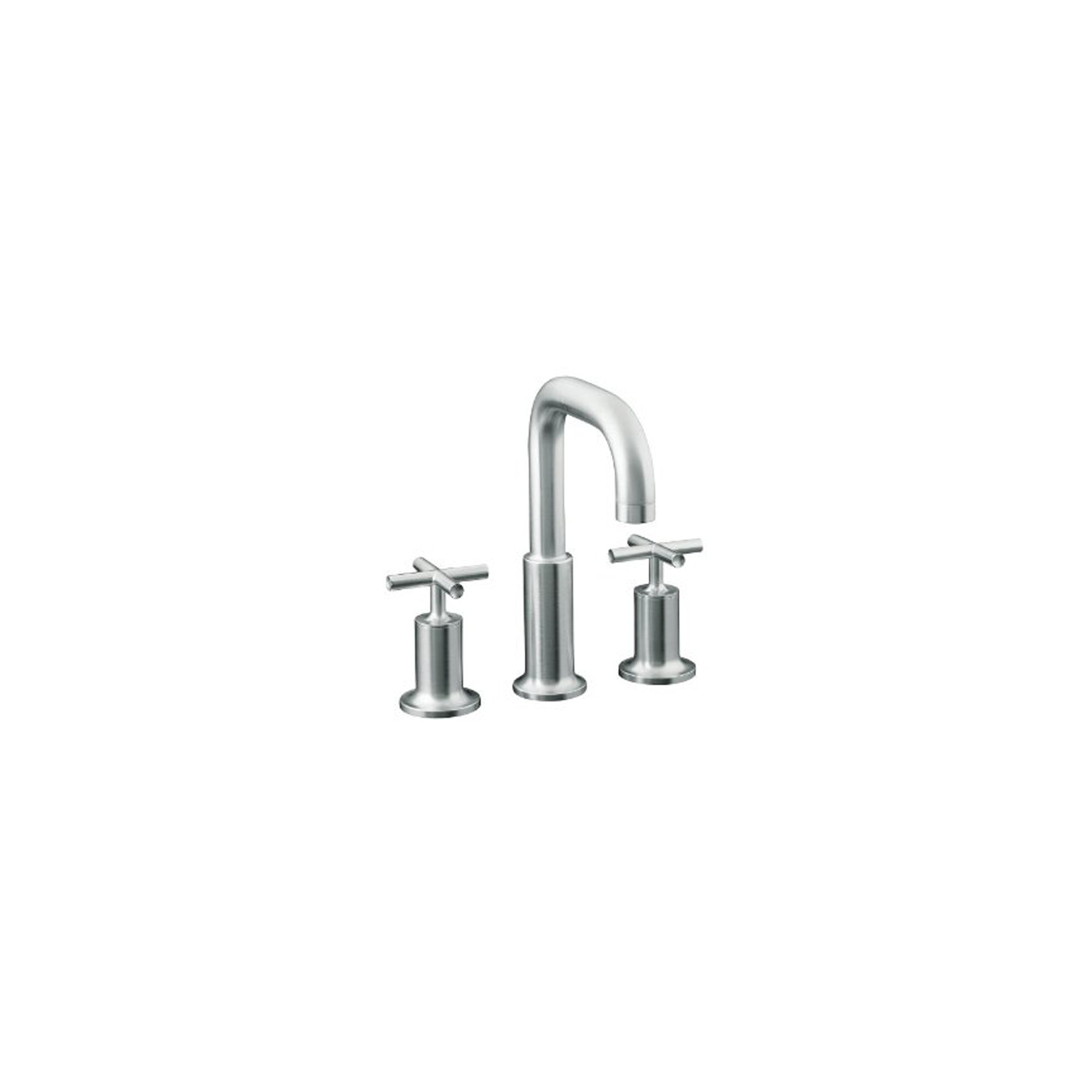 Purist Deck-Mount Bath Faucet Trim for High-Flow Valve with Cross Handles, Brushed Chrome