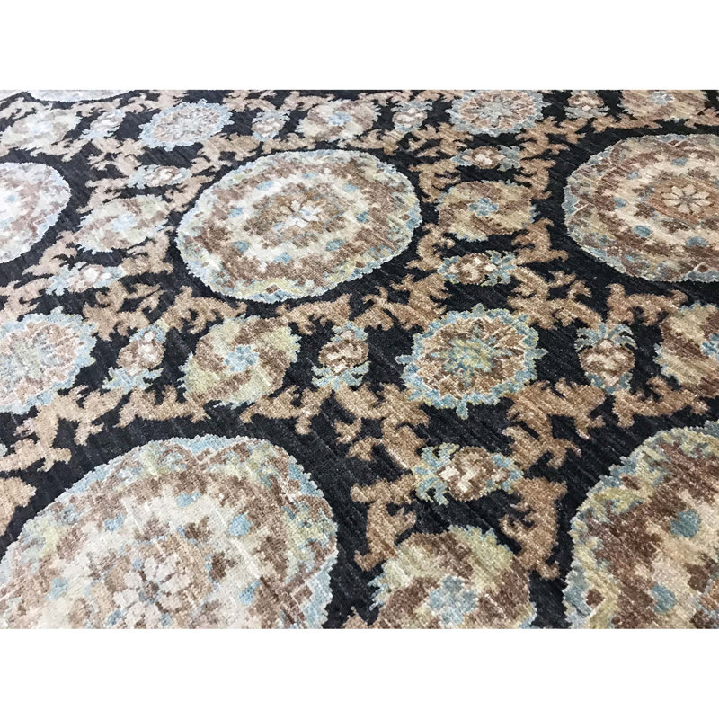 Ziegler Wool Oriental Area Rug in Brown/Gold/Black