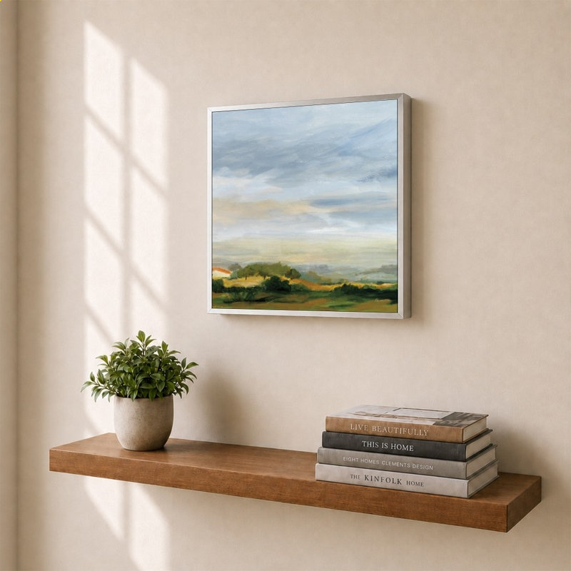 "Home Away from Home" par Pamela Munger - impression sur toile, 24" x 24", Flat Floating Frame, Silver