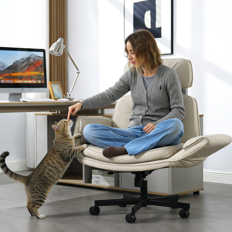 Fauteuil en croix avec siège pivotant à 360 degrés et réglable, siège en cuir de polyuréthane, siège confortable et stable, animal de compagnie, bureau à 6 vitesses, siège à bascule doux, amovible,